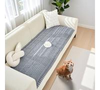 Tel Charme * Universal Soft Corduroy Sofa Cover - Non-Slip Washable Couch Cover for 1, 2, 3 Seater, Thick Durable Furniture Protector for Living Room, Pet & Kid Friendly(Light Grey, 70 * 150cm)