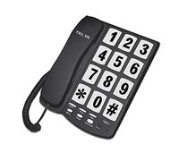 TEL UK Big Button Corded Telephone Desk/Wall Mounted in White/Black (Black)