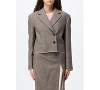 TELA Cropped Double-Breasted Blazer in Pure Virgin Wool with Padded Shoulders - Size: 38 - female