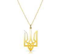 Tela Jewelry Ukrainian Trident Trizub Necklace Genuine 925 Sterling Silver Minimalist Design Ukraine Jewelry, 22", Sterling Silver, No Gemstone