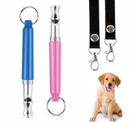 TELADESHX 2-Piece Ultrasonic Dog Whistles with Lanyard Whistles to Stop Neighbor Dogs Barking Provides Perfect Barking Control and Effective Memory Training for All Dog Breeds (Pink+Blue)