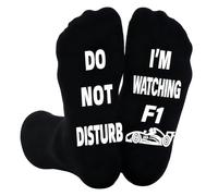 TELADESHX Funny Socks for Men with Sayings - “Do Not Disturb, I’m Watching Racing” Non Slip Novelty Socks with Grips, Unique Gifts for Dad, Him, or Teenage Boys, Birthday & Father’s Day Present