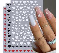 TELAIN 3D Heart Stickers Set, 6 Sheets Valentine's Day Nail Design, Self-Adhesive for Romantic Art, Ideal for Home and Salon Use