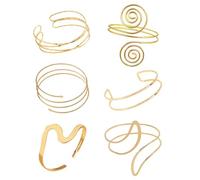 TELAIN 6 PCS Gold Armreif Upper Arm Bracelet for Women, Adjustable Bangles from Metal, Boho Style Gold Bracelets, Perfect for Parties and Everyday Wear (Style 1)