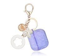 TELAIN Case for Airpods 4th Generation with Unique Five-Leaf Clover Key Ring, Protective Silicone Case in Bright Purple