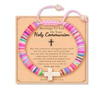 TELAIN Christening Gift Cross Bracelet for Girls - Communion Gift for Boys and Girls, Baptism Gift for Daughter, Granddaughter, Godchild