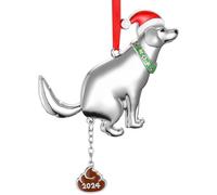 TELAIN Christmas Tree Decoration 2024, Funny Dog with Poo Pile, Metal Ornament for Indoor Spaces, Christmas Gifts for Family and Friends, Gag Gift Idea