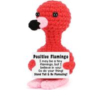 TELAIN Flamingo Crochet Decoration, Inspiring Handmade Flamingo Figurine, Motivating Desk Decoration for Positive Mood, Perfect Gift for Colleagues and Friends