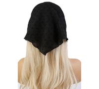TELAIN Headscarf Hairband for Women, Black Bandana with Lace Pattern, Retro Floral Headdress, Stylish Summer Accessory for Women and Girls