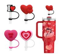 TELAIN Heart-Shaped Straw Cover, Hot Pink, for 10mm Diameter Tumbler, Waterproof, Decorative Accessories for Outdoor Activities and Gifts