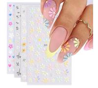 TELAIN Nail Sticker Set For Unique Nail Design, 4 Sheets Spring Themed Nail Art Accessories, Perfect For 3D Gel Nails And UV Gel Strips