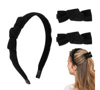 TELAIN Women's Wide Headband Set: Black, 3 Count Pack With 2 Clips for Snow White Costume or Daily Use
