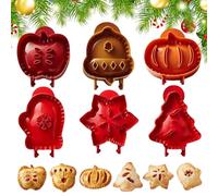 TELAOBAN Christmas Mini Cake Tins, 6 Pieces Christmas Cookie Mould, One Press Hand Pie Moulds, Mini Holiday Pie Mould, for Festivals, Parties and Fall Supplies