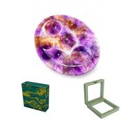 TelaPingere Amethyst Crystal Stress Relief Palm Worry Stone, Meditation Chakra Stone with Thumb Groove, Green Marble Gift Box, for Yoga, Office & Sleep (Green Marble Gift Box - Amethyst)