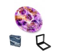 TelaPingere Amethyst Crystal Stress Relief Palm Worry Stone, Meditation Chakra Stone with Thumb Groove, Green Marble Gift Box, for Yoga, Office & Sleep (Blue Cloud Gift Box - Amethyst)