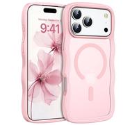 Telaso Wave Edge for iPhone 17 Pro Max Case with MagSafe, Matte Back Mobile Phone Case iPhone 17 Pro Max Case, Shockproof Protective Case with Soft Wavy Edge, Pink