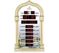 Telawah Azan Clock, Athan Wall Clock, LED Muslim Prayer Clock, Reading House/Office/Mosque Digital Azan Clock Home Decor (Gold)