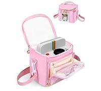 Telawsfun Camera Bag Compatible with Polaroid Now+ & Go Gen 2, Crossbody Carrying Case with Photo Display Window & Adjustable Strap for I-Type Instant Camera, Pink