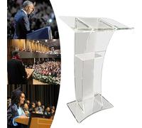 TELCIM Church Pulpit,Podium Stand For Churches,Transparent Acrylic Pulpits,Modern Lectern With Storage Shelf & Spacious Reading Platform,Clear Lectern For Speech ForConcert,Weddings,School