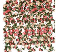 Teldrassil 10 Pack Fake Rose Vine Flowers Plants Artificial Flower Hanging Rose Ivy Home Hotel Office Wedding Party Garden Craft Art Déco