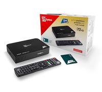 TELE System satellite decoder TS9019HEVC, Tivùsat Classic Smartcard included, DAZN certified, more than 70 free HD channels, Series A on DAZN1 and DAZN2, automatic channel update.