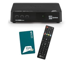 Tele System TS9018HEVC Tivùsat HD Classic Satellite Decoder: Access to Over 70 Free HD Channels, Series A on DAZN Zone, Automatic Channel Update - Smartphone Card Included