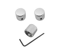 Telecaster/Precision Bass Control Knobs with 1/4" (6.4mm) Dia. Shaft Pots - Set of 3 Knurled Potentiometer Dome Knob - Chrome