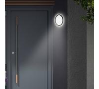 Telefunken LED outdoor wall light Nizza, Ø 28cm, black 4,000K