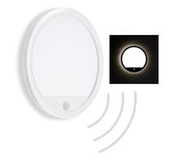 Telefunken - LED outdoor wall light, outdoor wall light with motion sensor, incl. twilight sensor, backlight effect, 15 watts, 2,000 lumens, 4,000 Kelvin, IP44, round, white, diameter 28 cm