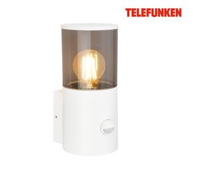 TELEFUNKEN White Smoked Glass PIR E27 Outdoor Wall Light Telefunken White