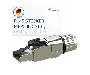 Telegärtner MFP8 IE RJ45 network connector T568A | Tool-free assembly in 60s, robust shielded metal connector for industrial applications, Cat.6A, 10Gbps, PoE
