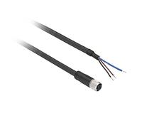 Telemecanique OsiSense XU - Straight Female Cable Connector with 2 m Cable, M8, 3 Pins, 4 A, 60-75 V AC/DC, XZCP0566L2, Black