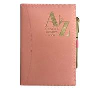 Telephone Address & Birthday Book A-Z Index Beautiful Colour PU Leather Style Cover A5 Size Soft Padded with Pen (Pink)