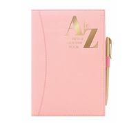 Telephone Address & Birthday Book A-Z Index Beautiful PU Leather Cover A5 Size Soft Padded Cover Address & Birthday Book Home Office Work (Pink)