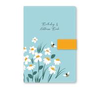 Telephone Address Book A-Z Index Beautiful Fabric Vintage Style Cover A5 Hardback Address Book with Magnetic Lock (Orange Floral)