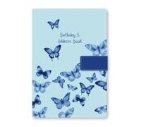 Telephone Address Book A-Z Index Beautiful Fabric Vintage Style Cover A5 Hardback Address Book with Magnetic Lock (Blue Butterfly)