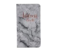 Telephone Address Book - A-Z Index Hard Back Cover - Slim Address - Birthday Book - Marble
