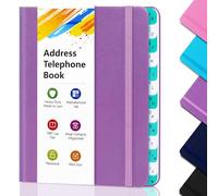 Telephone Address Books with Alphabet Index Hardback，Pocket Size 6.1 * 4.72in and Large Print for Elderly，Keep Contacts Organaized, Purple