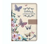 Telephone Birthday & Address Book A-Z Index Hard Back Vintage Fabric Cover A5 Organiser Book (Butterfly)