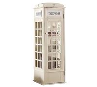 Telephone Booth Bookshelf 5-tier Wood Bookcase,floor Standing Bookcase With Acrylic Door,cute London Telephone Booth Storage Cabinet For Kids & Adults Display Cabinet(14.3"Wx14.3"Dx44.4H", Beige)