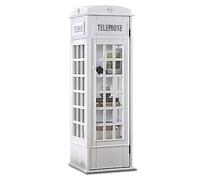 Telephone Booth Bookshelf 5-tier Wood Bookcase,floor Standing Bookcase With Acrylic Door,cute London Telephone Booth Storage Cabinet For Kids & Adults Display Cabinet(14.3"Wx14.3"Dx44.4H", White)