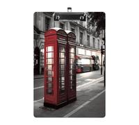 Telephone Booth Clipboard Colorful Sturdy Acrylic Clipboard Decorative Clip Board with Metal Clip Cute Plastic Clipboards A4 for Nurses Office（Standard Size 8.5" X 12.5"）