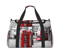 Telephone Booth Large Travel Duffle Bag with Shoulder Strap,Water-Resistant Twill Weekender Bag for Men Women,Spacious Carryall Gym Bag