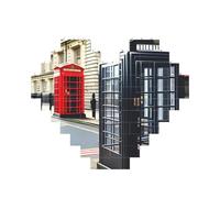 Telephone Booth Print 3D Jigsaw Art Brick Puzzle Heart-Shaped Desk Decor Building Blocks 30 pieces DIY Gift