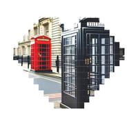 Telephone Booth Print Art Brick Puzzle Heart Shaped DIY Building Blocks Set 3D Jigsaw Home Decor 53 Pieces