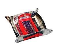 Telephone Booth Print Leather Storage Tray Practical Water Resistant Storage Box For Watches, Keys.