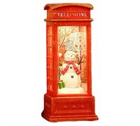 Telephone Booth SnowGlobes Spinning Water and Swirling Glitter Christmas Decorations,Lighted SnowGlobe Candle Lamp,Spinning Tabletop Centerpiece for Holidays, Winter Wonderland Gift