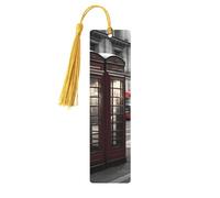 Telephone Booth Wooden Bookmark Book Lovers Tassels Crafts Accessories Reading Book Club Party