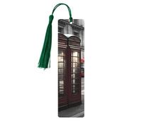 Telephone Booth Wooden Bookmark Book Lovers Tassels Crafts Accessories Reading Book Club Party