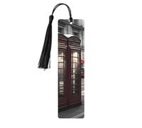 Telephone Booth Wooden Bookmark Book Lovers Tassels Crafts Accessories Reading Book Club Party
